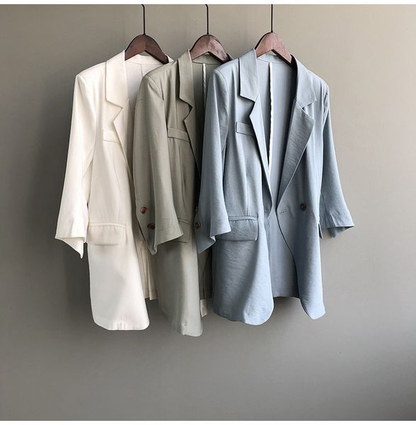 coat women small suit female british style commuter ol three-quarter sleeve blazer summer thin solid color white 076h 210420, White;black
coat women small suit female british style commuter ol three-quarter sleeve blazer summer thin solid color white 076h 210420, White;black