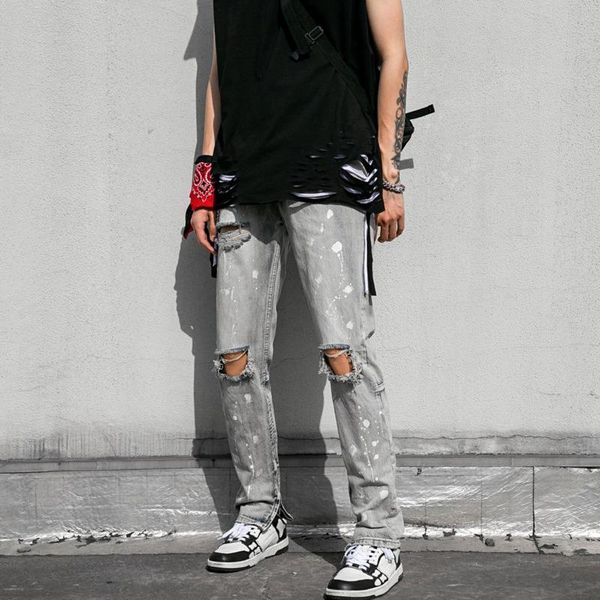 men's jeans hip-hop ripped slim fashion retro zipper graffiti men streetwear hole straight denim trousers mens -4xl, Blue
men's jeans hip-hop ripped slim fashion retro zipper graffiti men streetwear hole straight denim trousers mens -4xl, Blue