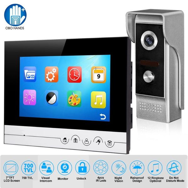 wired home video door phone intercom doorbell 7 inch infrared night vision 12 ringtones ip54 waterproof for entry system phones
wired home video door phone intercom doorbell 7 inch infrared night vision 12 ringtones ip54 waterproof for entry system phones