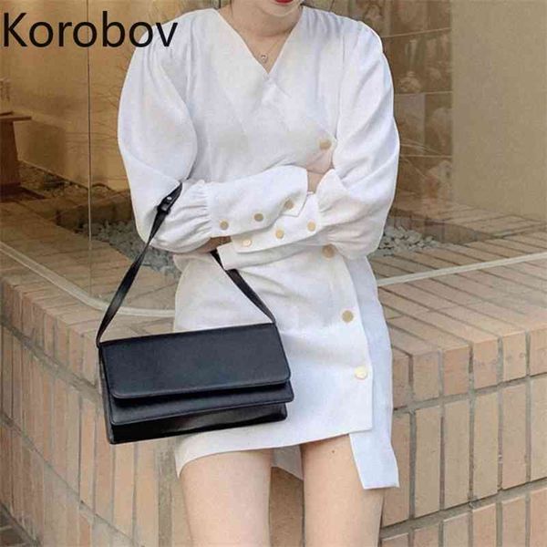 korobov korean chic v neck long sleeve women dress vintage ol single breasted female dresses summer solid irregular vestidos 210430, Black;gray
korobov korean chic v neck long sleeve women dress vintage ol single breasted female dresses summer solid irregular vestidos 210430, Black;gray