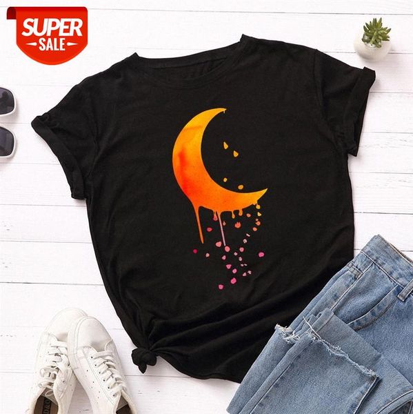spot european and american women's loose round neck creative moon short-sleeved t-shirt blouse #1u2p, White 
spot european and american women's loose round neck creative moon short-sleeved t-shirt blouse #1u2p, White
