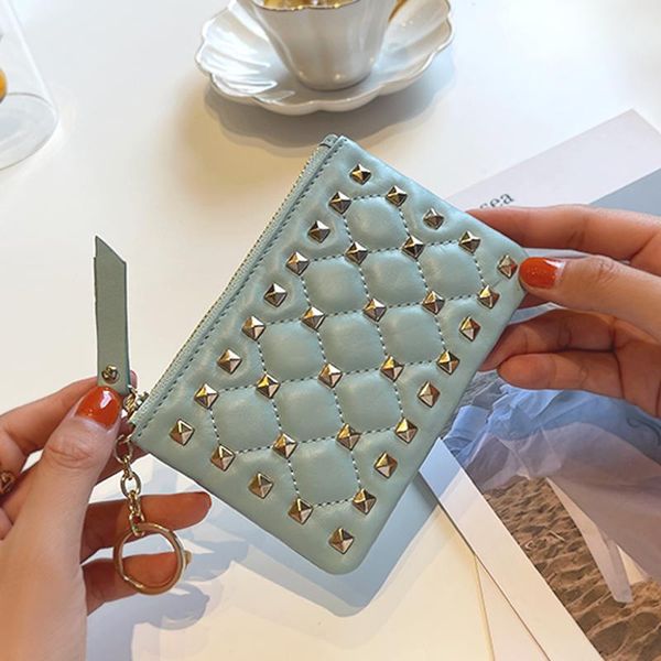 card holders genunie leather short zero wallet zipper lady korean fashion bag rivet coin holder luxury wallets for women, Brown;gray
card holders genunie leather short zero wallet zipper lady korean fashion bag rivet coin holder luxury wallets for women, Brown;gray