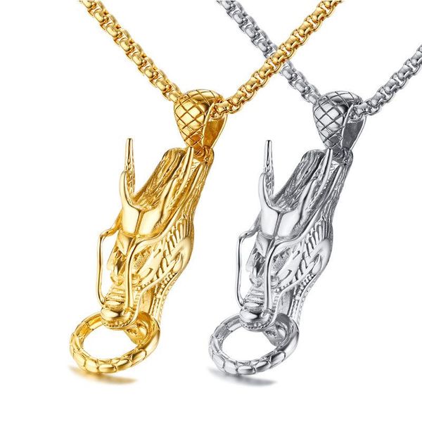 pendant necklaces hip hop rock gold color stainless steel dragon head pendants necklace for men jewerly drop, Silver
pendant necklaces hip hop rock gold color stainless steel dragon head pendants necklace for men jewerly drop, Silver