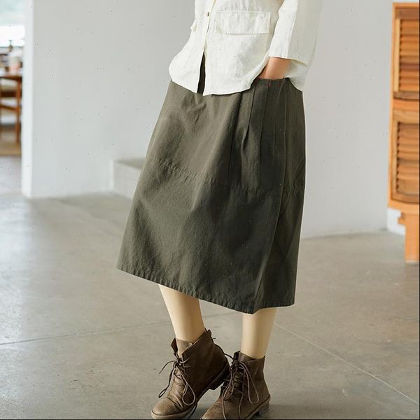 spring a line solid women skirt color elastic waist pockets cotton soft clothing casual, Black
spring a line solid women skirt color elastic waist pockets cotton soft clothing casual, Black