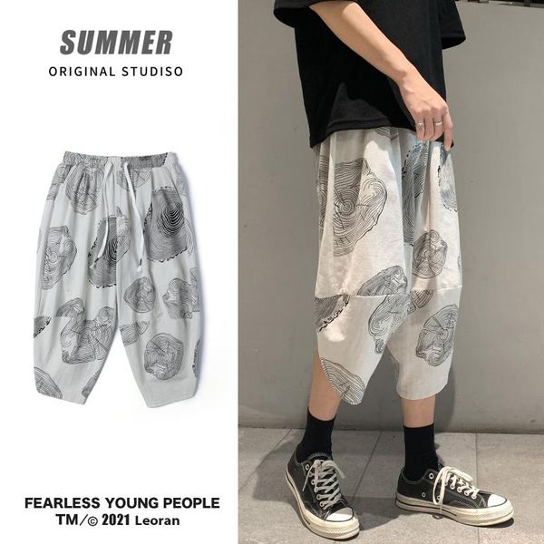 men's pants casual summer cotton and linen 2021 loose large size thin work retro wide-leg printing 3/4, Black
men's pants casual summer cotton and linen 2021 loose large size thin work retro wide-leg printing 3/4, Black