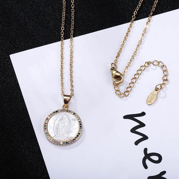 pendant necklaces classic stainless steel chain shell virgin mary necklace initial cz christian jewelry, Silver
pendant necklaces classic stainless steel chain shell virgin mary necklace initial cz christian jewelry, Silver
