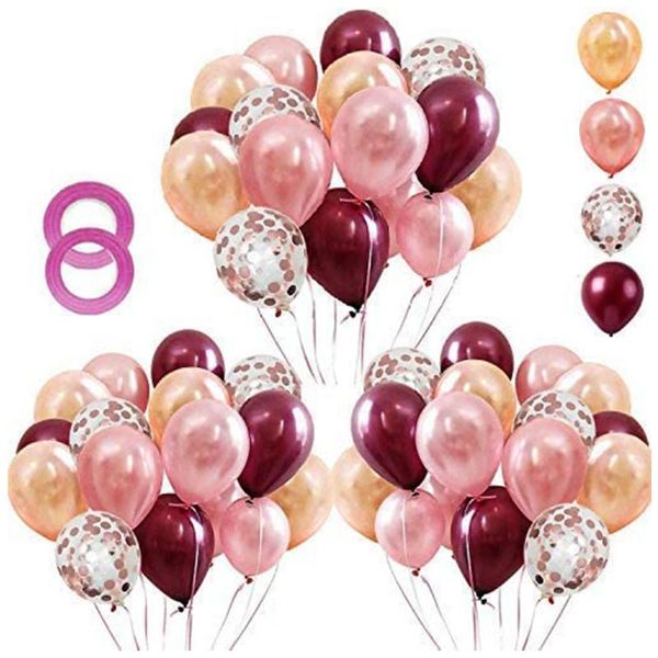 party decoration 62-piece rose gold wine red confetti balloon set with ribbon suitable for wedding birthday background
party decoration 62-piece rose gold wine red confetti balloon set with ribbon suitable for wedding birthday background