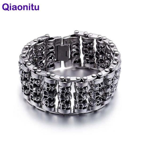 link, chain stainless steel 35mm heavy rock men's bike motorcycle skeleton skull bracelet ghost bangle biker punk bracelets jewerly, Black
link, chain stainless steel 35mm heavy rock men's bike motorcycle skeleton skull bracelet ghost bangle biker punk bracelets jewerly, Black