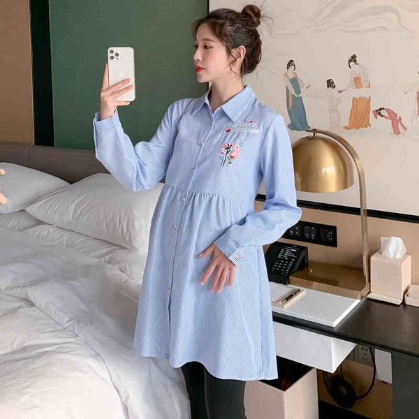 shirts 910# spring striped cotton maternity blouses long sleeve loose embroidery shirt clothes for pregnant women pregnancy, White
shirts 910# spring striped cotton maternity blouses long sleeve loose embroidery shirt clothes for pregnant women pregnancy, White