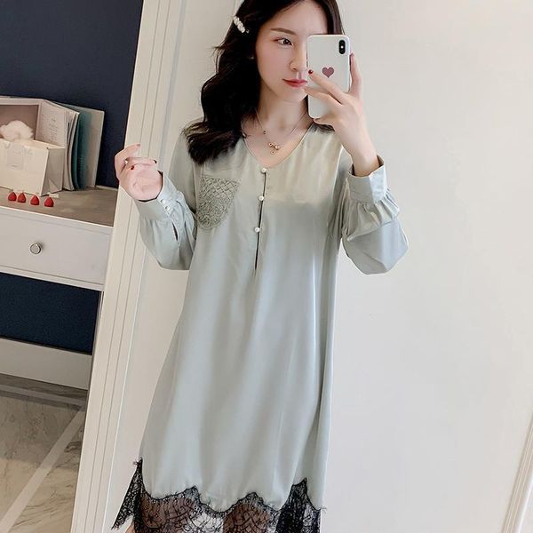 satin nightdress bathrobe casual nightwear women sleepwear intimate lingerie loose lace patchwork home dressing gown nightgown, Black;red
satin nightdress bathrobe casual nightwear women sleepwear intimate lingerie loose lace patchwork home dressing gown nightgown, Black;red