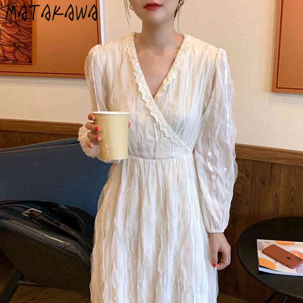 matakawa fold lace long-sleeved vestidos korea chic v-neck woman dress cross-heavy three-dimensional lace robe women undefined 210513, Black;gray
matakawa fold lace long-sleeved vestidos korea chic v-neck woman dress cross-heavy three-dimensional lace robe women undefined 210513, Black;gray