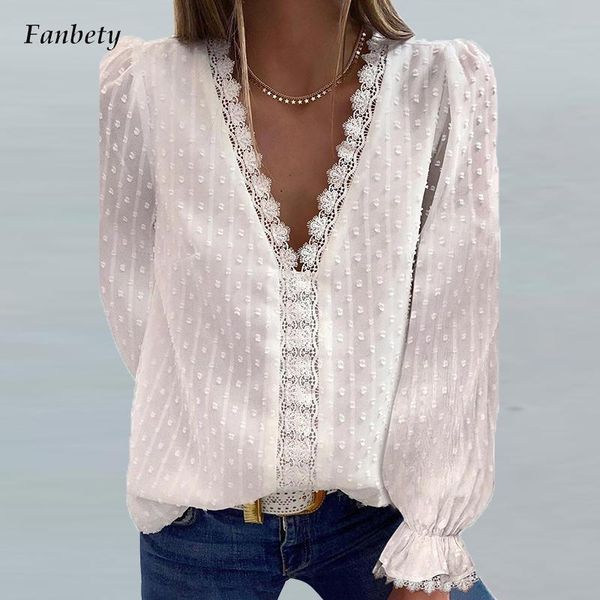 women's blouses & shirts women elegant solid all-match loose blouse 2021 embroidery lace v-neck chiffon blusa office ladies casual, White
women's blouses & shirts women elegant solid all-match loose blouse 2021 embroidery lace v-neck chiffon blusa office ladies casual, White