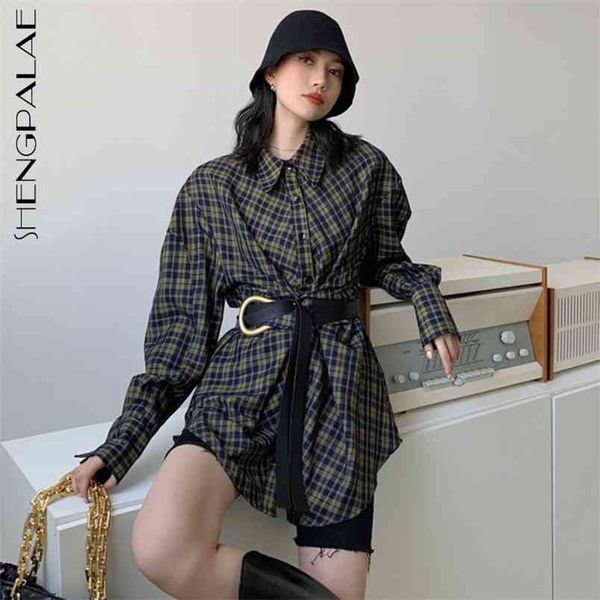 plaid blouse women's spring turn-down collar single breasted long sleeve shirt with belt female fashion 5a11 210427, White
plaid blouse women's spring turn-down collar single breasted long sleeve shirt with belt female fashion 5a11 210427, White