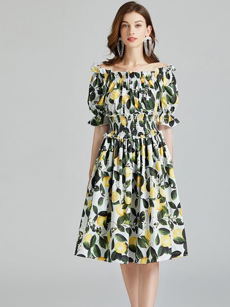 100% polyester lemon printing dress slash neck short puff sleeve elastic waist summer vestidos women empire sliming dresses, Black;gray
100% polyester lemon printing dress slash neck short puff sleeve elastic waist summer vestidos women empire sliming dresses, Black;gray