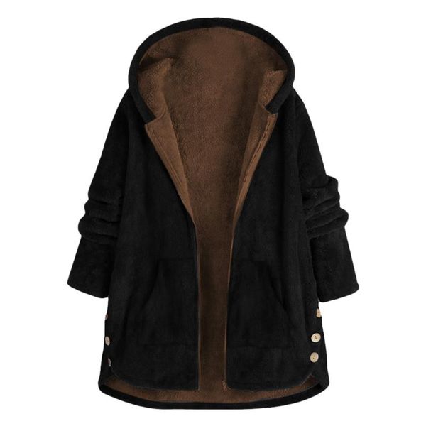women jackets casual fleece side button solid color hooded long sleeve pocket coat coats women's, Black;brown
women jackets casual fleece side button solid color hooded long sleeve pocket coat coats women's, Black;brown