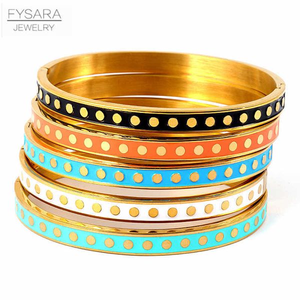 fysara colorful enamel wave point design bangles & bracelets for women round gold color bangles stainless steel bangles wedding q0719, Black
fysara colorful enamel wave point design bangles & bracelets for women round gold color bangles stainless steel bangles wedding q0719, Black