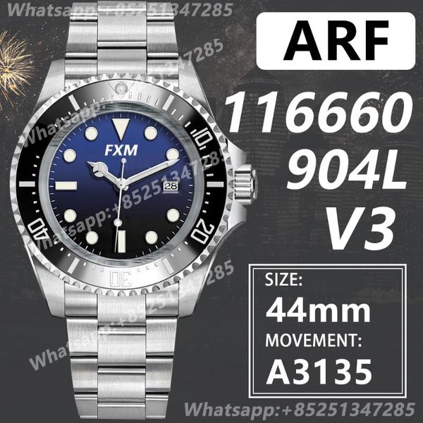 wristwatches men's automatic mechanical watch sea-dweller 44mm 116660 d-blue arf v3 a3135 904l super clone ar, Slivery;brown
wristwatches men's automatic mechanical watch sea-dweller 44mm 116660 d-blue arf v3 a3135 904l super clone ar, Slivery;brown