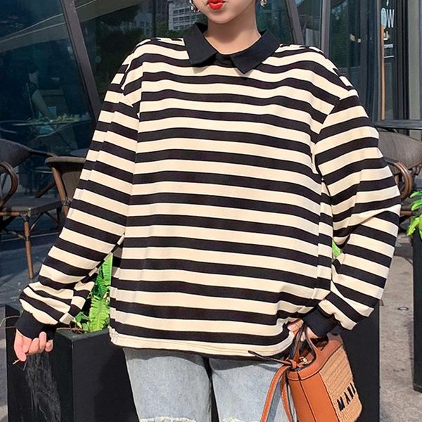 women's hoodies & sweatshirts korean fashion loose striped turn-down collar long sleeve sweatshirt women oversized hoodie for 2021 wint, Black
women's hoodies & sweatshirts korean fashion loose striped turn-down collar long sleeve sweatshirt women oversized hoodie for 2021 wint, Black