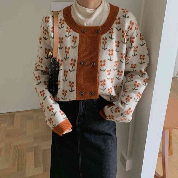 vintage double breasted flower pattern women sweaters cardigans causal long sleeve woman sweater 210522, White
vintage double breasted flower pattern women sweaters cardigans causal long sleeve woman sweater 210522, White