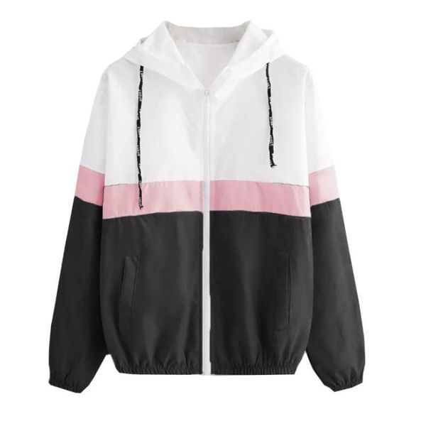 women's jackets autumn fashion hooded three tone windbreaker jacket zipper pockets casual long sleeves feminino coats outwear, Black;brown
women's jackets autumn fashion hooded three tone windbreaker jacket zipper pockets casual long sleeves feminino coats outwear, Black;brown