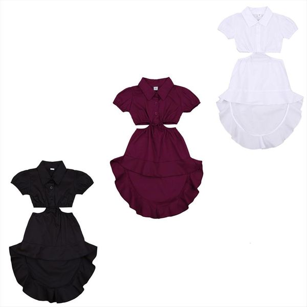 girls solid color shirt dress short sleeve hollowed waist asymmetrical hem skirt for summer 1 6 years, White
girls solid color shirt dress short sleeve hollowed waist asymmetrical hem skirt for summer 1 6 years, White