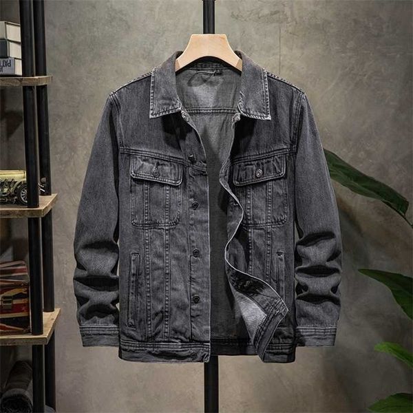 autumn men's denim jacket fashion casual loose lapel classic black retro cotton brand 211110, Black;brown
autumn men's denim jacket fashion casual loose lapel classic black retro cotton brand 211110, Black;brown