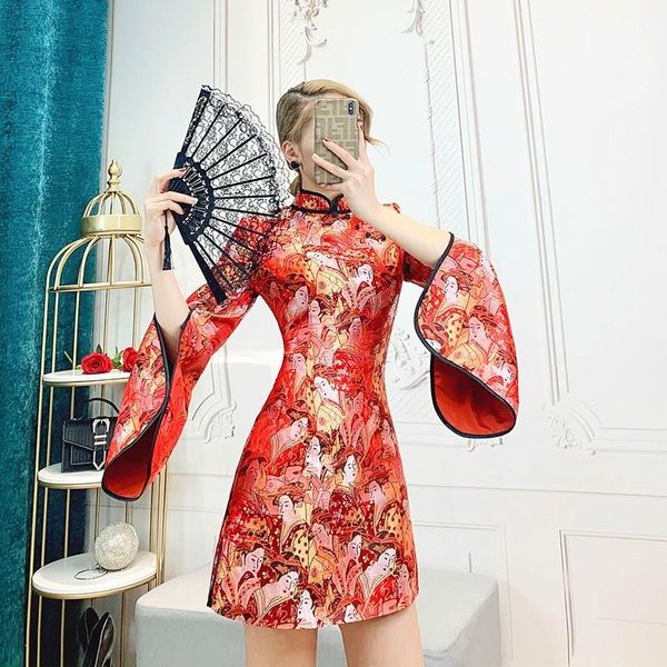 year chinese national party dresses vintage flare sleeve qipao mandarin collar women cheongsam japanese ff3153 ethnic clothing, Red
year chinese national party dresses vintage flare sleeve qipao mandarin collar women cheongsam japanese ff3153 ethnic clothing, Red