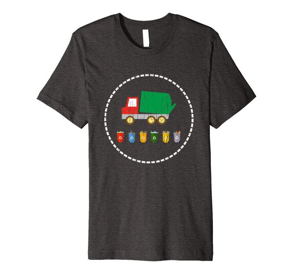 trash truck recycling t-shirt, White;black