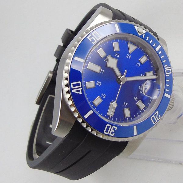wristwatches 40mm sterile blue dial sapphire glass date luminous black rubber ceramic bezel miyota 8215 automatic movement men's watch, Slivery;brown
wristwatches 40mm sterile blue dial sapphire glass date luminous black rubber ceramic bezel miyota 8215 automatic movement men's watch, Slivery;brown