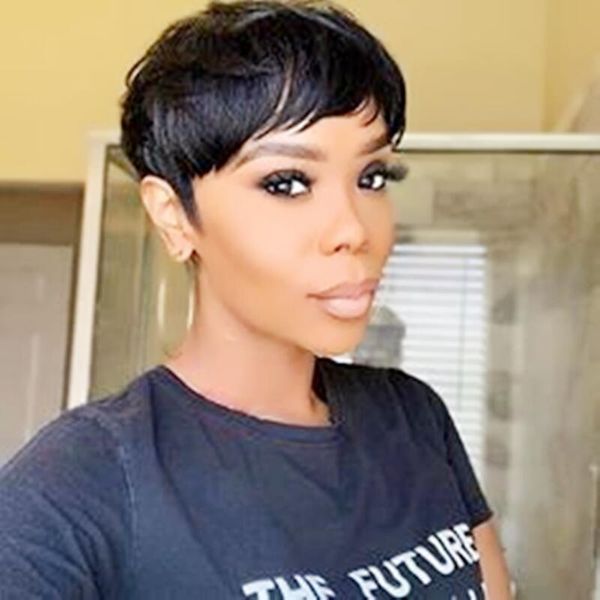short wigs for black women human hair pixie wig layered cut hairline natural straight, Black;brown
short wigs for black women human hair pixie wig layered cut hairline natural straight, Black;brown