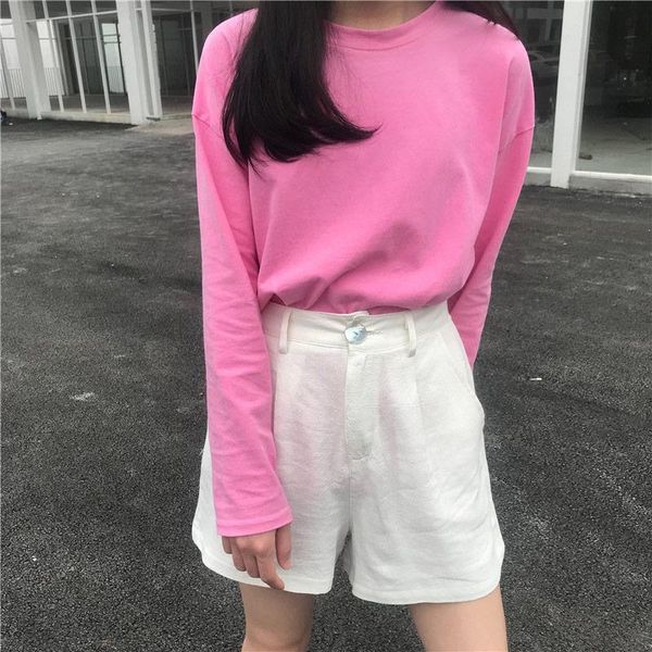 women's shorts summer thin high waist a line loose casual straight short female 2021 fashion solid sweet office ladies bottoms, White;black
women's shorts summer thin high waist a line loose casual straight short female 2021 fashion solid sweet office ladies bottoms, White;black