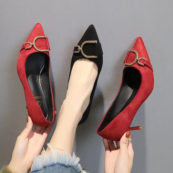 dress shoes fashion pointe high heel women's fine with 2021 spring suede non-slip professional ol office, Black
dress shoes fashion pointe high heel women's fine with 2021 spring suede non-slip professional ol office, Black