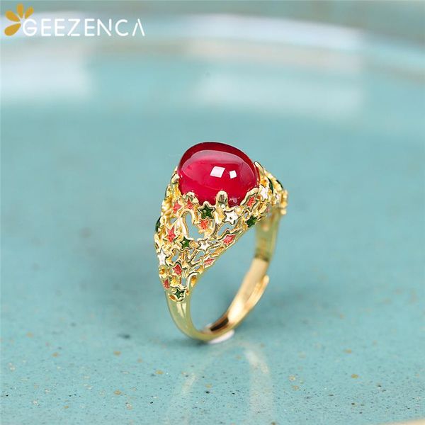 silver gold plated red corundum enamel color craft women's ring hollow cloisonne open fine jewelry vintage trendy gift cluster rings, Golden;silver
silver gold plated red corundum enamel color craft women's ring hollow cloisonne open fine jewelry vintage trendy gift cluster rings, Golden;silver