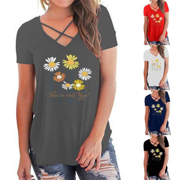 women's t-shirt daisy prined womens short sleeve v neck floral basic cross t shirt tee summer loose casual print plus size, White
women's t-shirt daisy prined womens short sleeve v neck floral basic cross t shirt tee summer loose casual print plus size, White