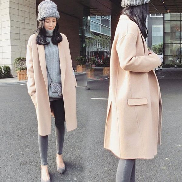 women's wool & blends solid women coat england style winter jacket loose cashmere nice, Black
women's wool & blends solid women coat england style winter jacket loose cashmere nice, Black