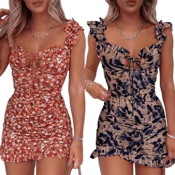 women ruffled straps floral print chest string bodycon party mini dress holiday sundress bohemian casual dresses, Black;gray
women ruffled straps floral print chest string bodycon party mini dress holiday sundress bohemian casual dresses, Black;gray