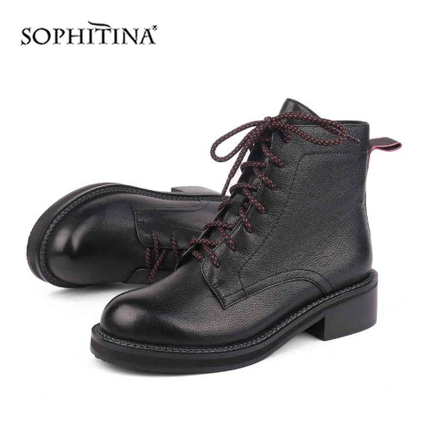 sophitina martin boots winter solid genuine leather warm comfortable square heel shoes women's boots sc474 210513, Black
sophitina martin boots winter solid genuine leather warm comfortable square heel shoes women's boots sc474 210513, Black