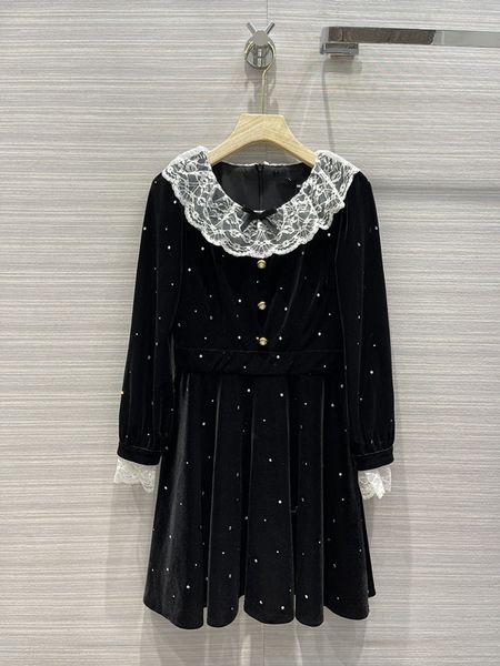 new temperament celebrity feng shui diamond black velvet dress, Black;gray
new temperament celebrity feng shui diamond black velvet dress, Black;gray
