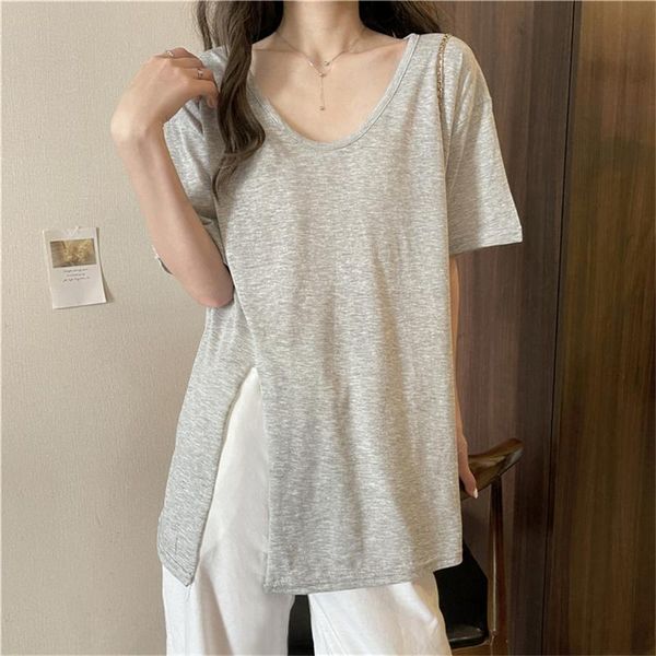 hzirip summer split solid minimalist stylish 2021 outwear cotton short sleeves brief loose all match oversize t-shirts women's t-shirt, White
hzirip summer split solid minimalist stylish 2021 outwear cotton short sleeves brief loose all match oversize t-shirts women's t-shirt, White