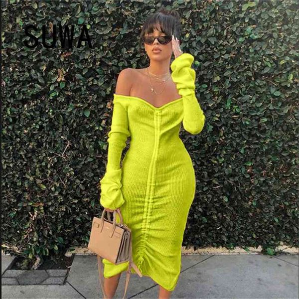 bodycon midi knitted dress long sleeve fall winter casual stretchy elastic elegant slash neck women solid bandage dresses 210525, White
bodycon midi knitted dress long sleeve fall winter casual stretchy elastic elegant slash neck women solid bandage dresses 210525, White
