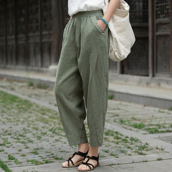 pencil cotton linen solid women pant color elastic waist trouser spring vintage chinese style female, Black;white
pencil cotton linen solid women pant color elastic waist trouser spring vintage chinese style female, Black;white