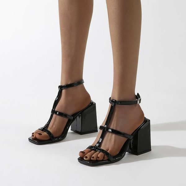 dress shoes large women's three thick heel high open toe sandals women, Black
dress shoes large women's three thick heel high open toe sandals women, Black