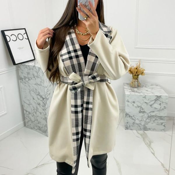 women's wool & blends fashion coat warm fleece jacket with belt double-breasted color matching casual winter loose cardigan ladies, Black
women's wool & blends fashion coat warm fleece jacket with belt double-breasted color matching casual winter loose cardigan ladies, Black