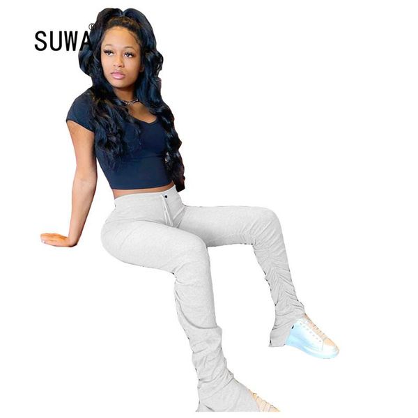 women's pants & capris 2021 sweatpants women flare ladies stacked joggers pleated high waist trousers slit bell bottom female, Black;white 
women's pants & capris 2021 sweatpants women flare ladies stacked joggers pleated high waist trousers slit bell bottom female, Black;white