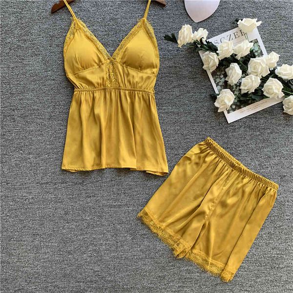 women's shorts imitate real silk pajamas woman spaghetti strap twinset pajama set satin lace sleepwear 8wqn, White;black
women's shorts imitate real silk pajamas woman spaghetti strap twinset pajama set satin lace sleepwear 8wqn, White;black