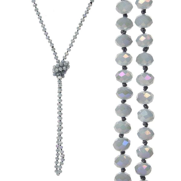 8mm long strand knotted faceted glass beaded necklaces sparkly handmade multi layer strand statement necklaces with knots between each bead, Silver
8mm long strand knotted faceted glass beaded necklaces sparkly handmade multi layer strand statement necklaces with knots between each bead, Silver