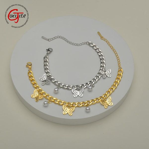 link, chain goxijite 2021 gold butterflies bracelet for women stainless steel pearl hand charming bracelets fashion jewelry gift, Black
link, chain goxijite 2021 gold butterflies bracelet for women stainless steel pearl hand charming bracelets fashion jewelry gift, Black