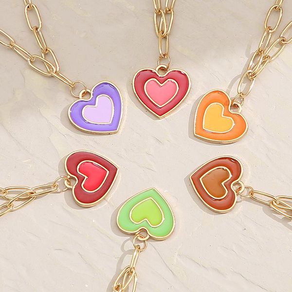 pendant necklaces exquisite fashion heart necklace for women drop oil double-layer choker clavicle chain jewelry gifts girls, Silver
pendant necklaces exquisite fashion heart necklace for women drop oil double-layer choker clavicle chain jewelry gifts girls, Silver