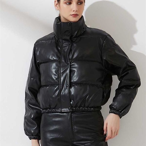 wixra women thick warm short parkas jacket solid black zipper pu coat ladies streetwear waterproof autumn winter 211216
wixra women thick warm short parkas jacket solid black zipper pu coat ladies streetwear waterproof autumn winter 211216