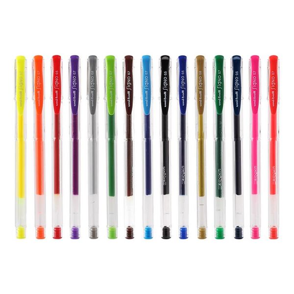 gel pens uni um-100 pen 0.5 0.7 mm 0.8mm students colored water paintbrush
